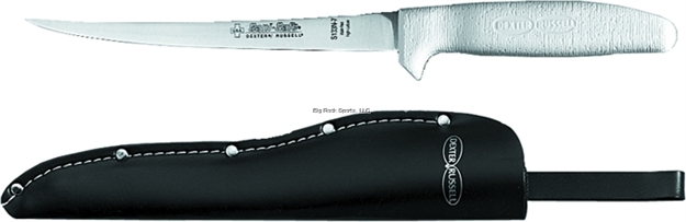 Picture of Dexter Sani-Safe 7" Fillet Knife With Leather Sheath, White Sure Grip Handle, Carded