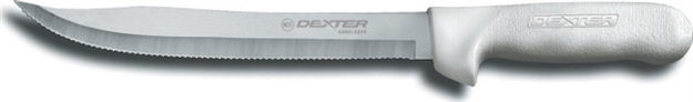 Picture of Dexter Sani-Safe 9" Scalloped Utility Slicer, White Sure Grip Handle S142-9SC-PCP 092187135637
