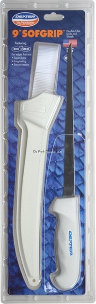 Picture of Dexter Sofgrip 9" Narrow Fillet Knife, With Sheath, White Handle, Clam