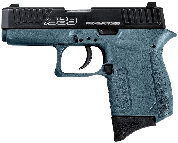 Picture of  Diamondback Db0200p251 Db9 Gen4 Jesse James Micro-Compact Frame 9Mm Luger 6+1 3.10" Black Nitride Stainless Steel Barrel & Serrated Slide, Civil Defense Blue Cerakote Polymer Frame W/Beavertail