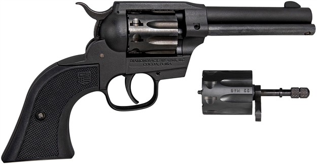 Picture of  Diamondback Db0500a001 Sidekick  22 Lr/22 Wmr 9 Shot, 4.50" Black Cerakote Steel Barrel & Cylinder, Black Cerakote Zinc Alloy Frame Black Checkered Grips, Hammer Safety, Exposed Hammer 810035752450