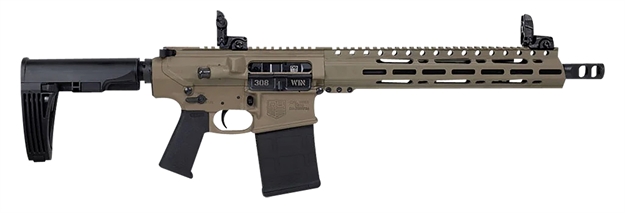 Picture of Diamondback Db1365c061 Db10  308 Win 13.50" 20+1 Flat Dark Earth Cerakote Gearhead Works Tailhook Mod2 Brace Stock Black Magpul Moe K2 Grip Right Hand Mbus Front & Rear Sights 13" M-Lok