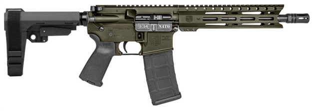 Picture of  Diamondback Db1916k101 Db15  5.56 Nato 30+1 10" Black Nitride Heavy Threaded Barrel, OD Green Cerakote Picatinny Rail Aluminum Receiver, 9" M-Lok Handguard SB Tactical Brace & Black Magpul Moe Grip 810035754386