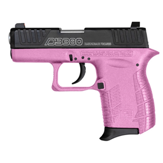 Picture of  Diamondback Db0100e112 Db380 Gen4 Micro-Compact Frame 380 Acp 6+1, 2.80" Stainless Steel Barrel, Nickel Boron Serrated Stainless Steel Slide, Pink Polymer Frame W/Beavertail & Grip