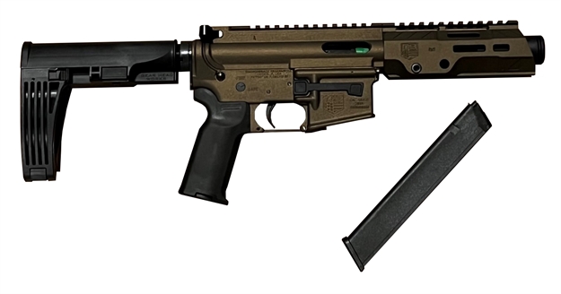 Picture of Diamondback Db1553p071 Db9r  9Mm 4" 32+1 Midnight Bronze Cerakote Gearhead Works Tailhook Mod2 Brace Stock Black Magpul Moe K2+ Grip Right Hand 6" M-Lok