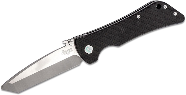 Picture of  Southern Grind Sg02050008 Bad Monkey  4" Folding Tanto Plain Satin 14C28n Steel Blade, 5.25" Black Textured Carbon Fiber Handle, Includes Pocket Clip
