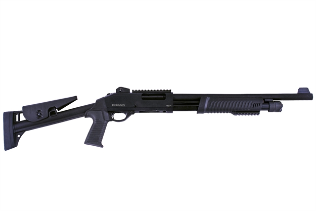 Picture of  Dickinson Llc Tac4st Tac-4 ST 12 Gauge Pump 3" 5+1 Black Steel Barrel, Matte Black Picatinny Rail Receiver, Adj Comb Synthetic Stock, Black Polymer Grip 687748696223