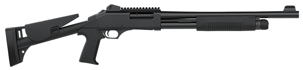 Picture of Dickinson Tac4st Tac-4  12 Gauge Pump 18.50" 5+1 Black Black Fixed Pistol Grip W/Adjustable Cheek Rest Stock Ghost Ring Sight Picatinny Rail