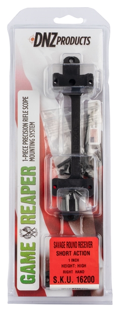 Picture of Dnz Game Reaper 1-Piece Scope Mount & Rings,Savage-All Round Receiver-Short Action-High Mount-Black,1" Tube,Rh & LH 16200 879956000378