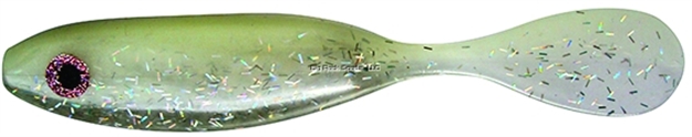 Picture of Doa C.A.L. Airhead Swimbait, 5", Glow/Holographic Flake Belly, Suspending, 6/Pack