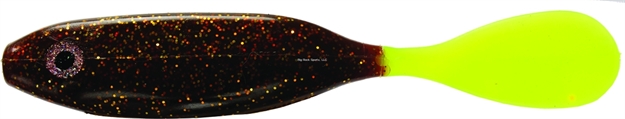 Picture of Doa C.A.L. Airhead Swimbait, 5", Rootbeer/Chartreuse Tail, Suspending, 6/Pack