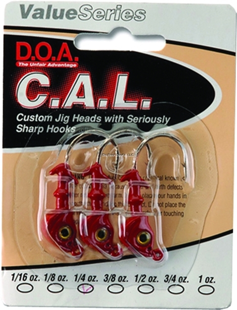 Picture of Doa C.A.L. Jig Head, 1/4 Oz, Red/Gold Eye, 3/Pack