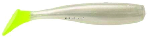 Picture of Doa C.A.L. Shad Tail, 3", Pearl/Chartreuse Tail, 12/Pack