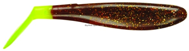 Picture of Doa C.A.L. Shad Tail, 4", 1/2 Oz, Rootbeer/Chartreuse Tail, 6/Pack