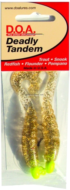 Picture of Doa Deadly Tandem Twin Curl Tail, 1/16 Oz, Gold Glitter
