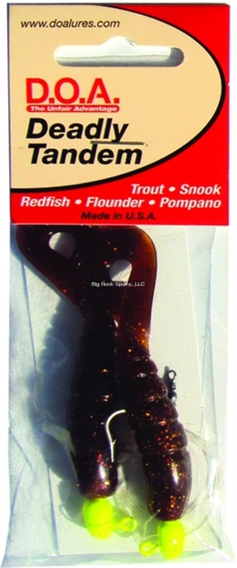 Picture of Doa Deadly Tandem Twin Curl Tail, 1/16 Oz, Rootbeer/Gold Glitter