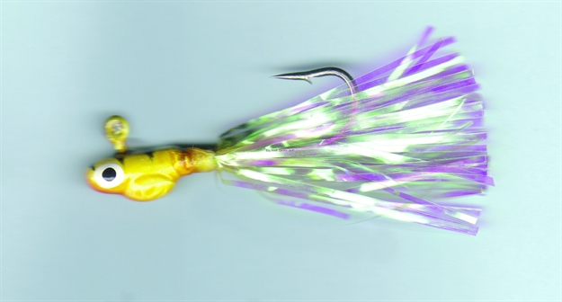Picture of Dons Jigs Glass Minnow Jig, 1/4 Oz, Glitter Tail/White With Green Head