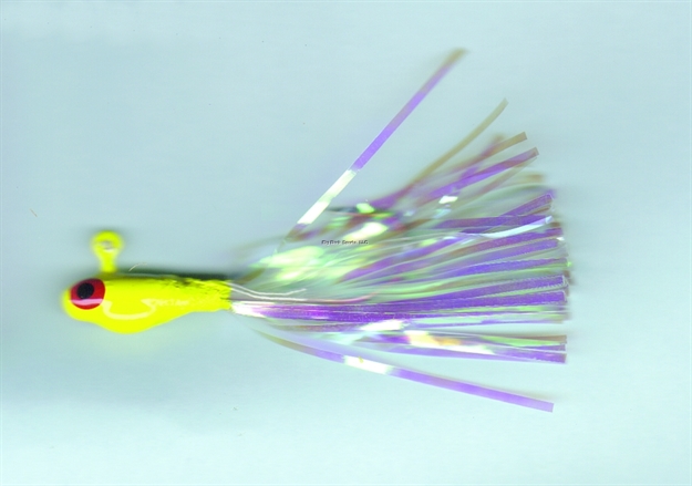 Picture of Dons Jigs Glass Minnow Jig, 1/4 Oz, Hair Tail/White With Blue Head