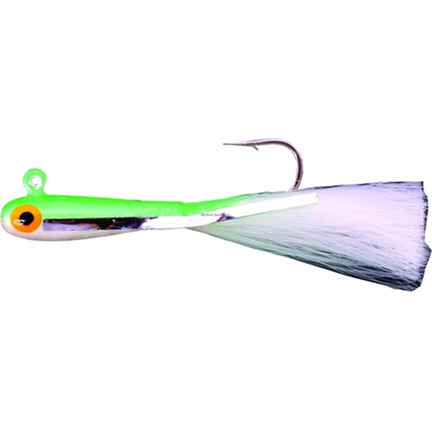 Picture of Dons Jigs Glass Minnow Jig, 1/4 Oz, Hair White Tail/White With Green Head