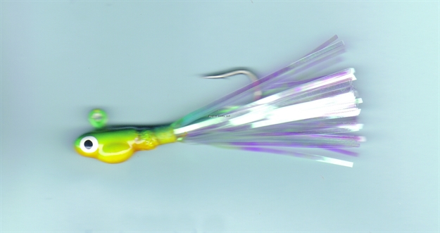 Picture of Dons Jigs Glass Minnow Jig, 3/8 Oz, Glitter Tail/Bumble Yellow Head