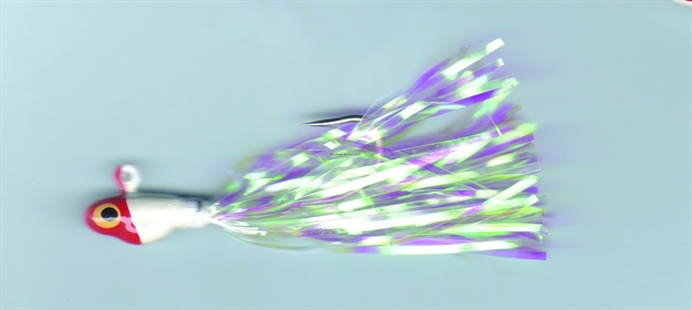 Picture of Dons Jigs Glass Minnow Jig, 3/8 Oz, Hair White Tail/White With Blue Head