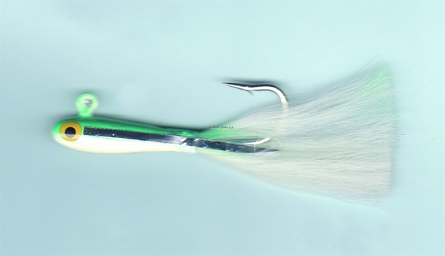 Picture of Dons Jigs Pot Bellie Jig, 1/4 Oz, Glitter Tail/White & Red Head