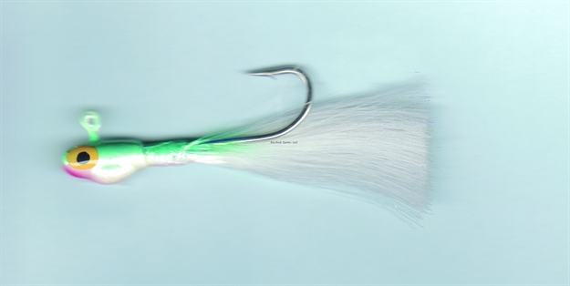 Picture of Dons Jigs Pot Bellie Jig, 3/8 Oz, Hair Yellow Tail/Firetiger Head
