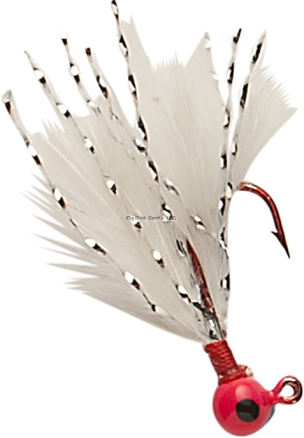 Picture of Double OO Flu-Flu Jig, 1/16 Oz, SZ 8 Hook, Pink/White With Silver Glowitter