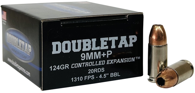 Picture of  Doubletap Ammunition 9Mm124hp20   9Mm+P 124Gr Controlled Expansion Jhp 20 Per Box/50 Case 091037683106