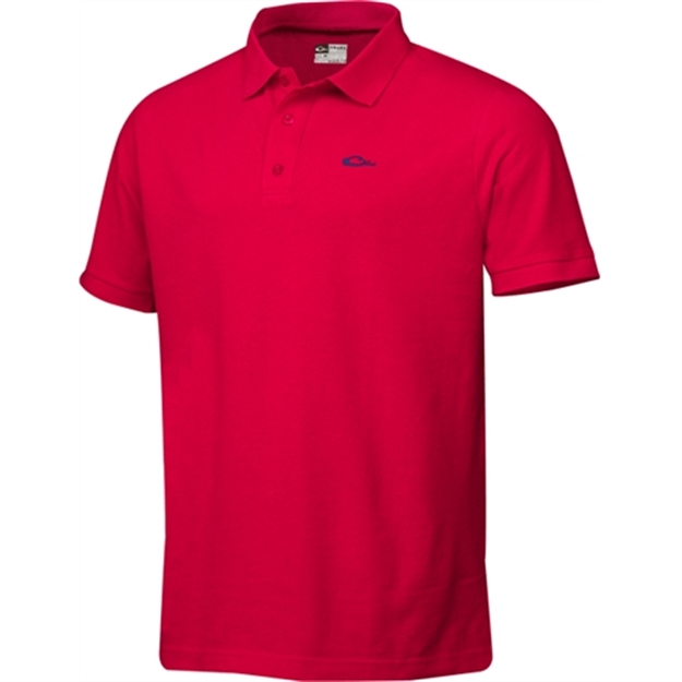 Picture of Drake Outdoors Cotton Pique Polo Red Ds4000-Red-3