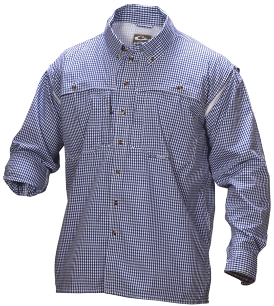 Picture of Drake Outdoors LS Wingshootr Shirt Nvy Plaid Dw2673-Nvy-2