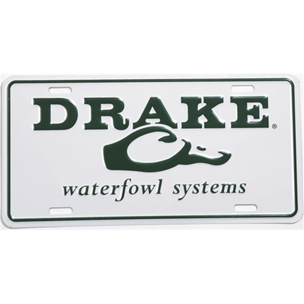Picture of Drake Outdoors Script Logo License Plate Wht
