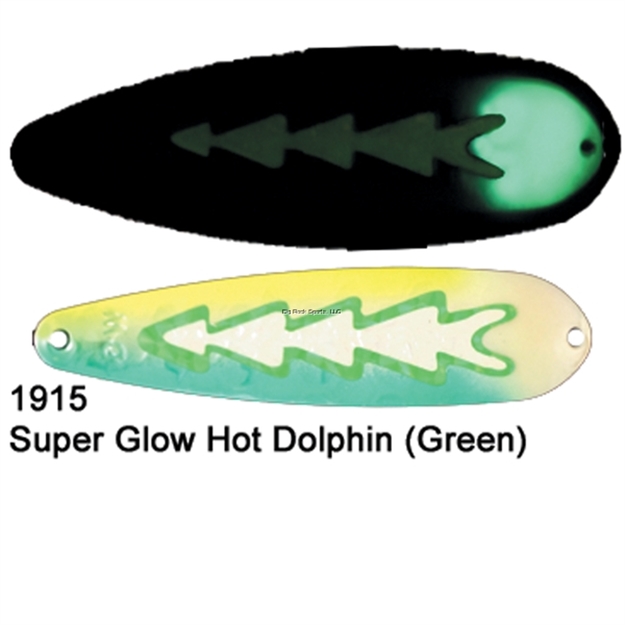 Picture of Dreamweaver DW Magnum Trolling Spoon 4-3/4" Super Glow Hot Green Dolphin