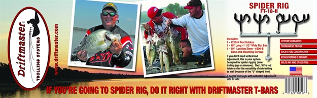 Picture of Driftmaster Flat Bar Spider Rig Kit 18" Trolling Bar W/4 #210-H Rod Holders