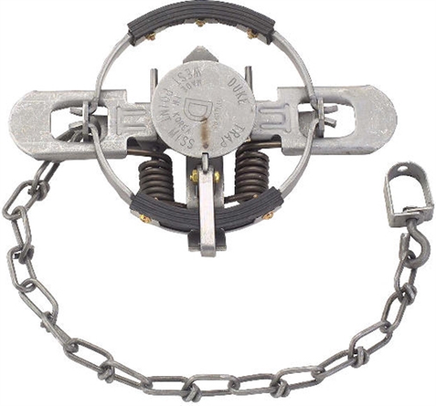 Picture of Duke Traps Rubber Jaw Coil Spring Trap #1 1/2 CS Pad, 4.75" Jaw Spread, Fox,Mink,Raccoon 0470 011627004739