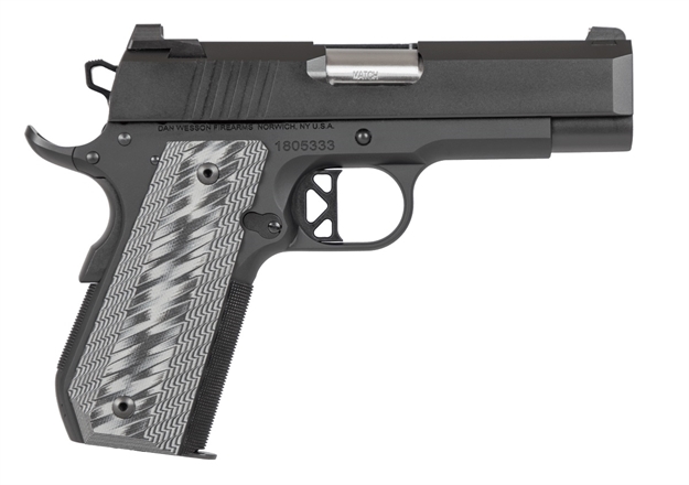 Picture of  Dan Wesson 01884 Epc  9Mm Luger 9+1 4" Stainless Bull Barrel Black Duty Serrated Stainless Steel Slide Black Aluminum Frame Wbeavertail Black/Gray G10 Grip