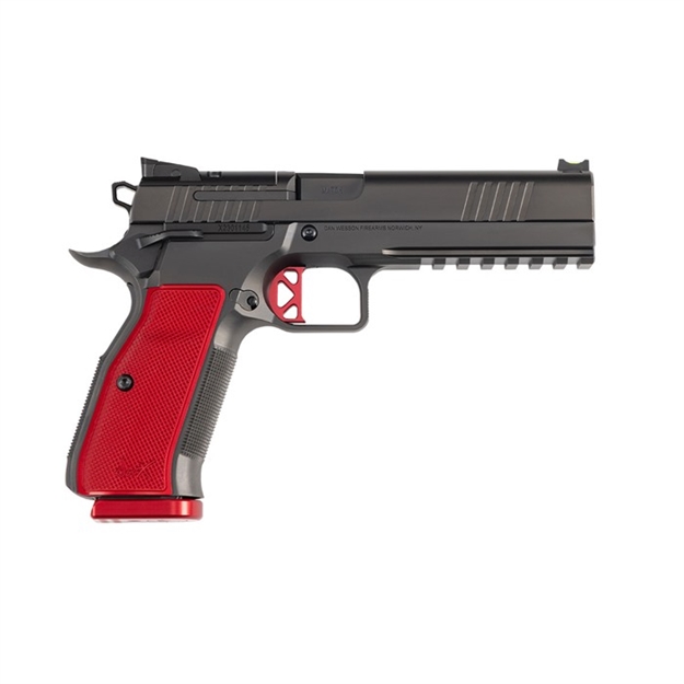 Picture of  Dan Wesson 92003 Dwx  9Mm Luger 19+1 4.95" Black Match Grade Barrel, Black Dlc Optics Ready Serrated Steel Slide, Black Aluminum Frame W/Beavertail & Picatinny Rail, Red Textured Aluminum Grip 806703920030