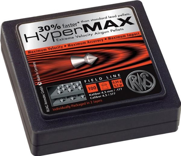Picture of Rws Pellets .177 Hyper Max 5.2 Grains 100Pk Bilster Card