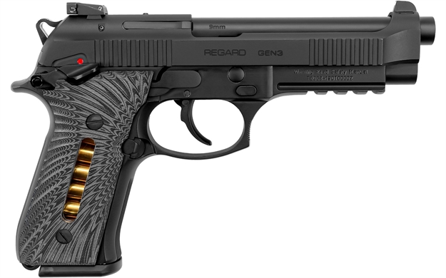 Picture of  Eaa Girsan 390086 Regard MC Sport Gen3 Full Size Frame 9Mm Luger 18+1, 4.90" Black Steel Barrel, Optic Ready/Serrated Steel Slide & Aluminum Frame W/Picatinny Rail, Black Grip, Ambidextrous 741566904073