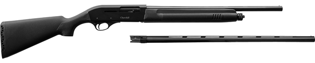 Picture of  Akkar 111225 Churchill 220 Combo 20 Gauge With 18.50" OR 26" Barrel, 3" Chamber, 5+1 Capacity, Blued Metal Finish & Black Synthetic Right Hand (Full Size) 741566905223