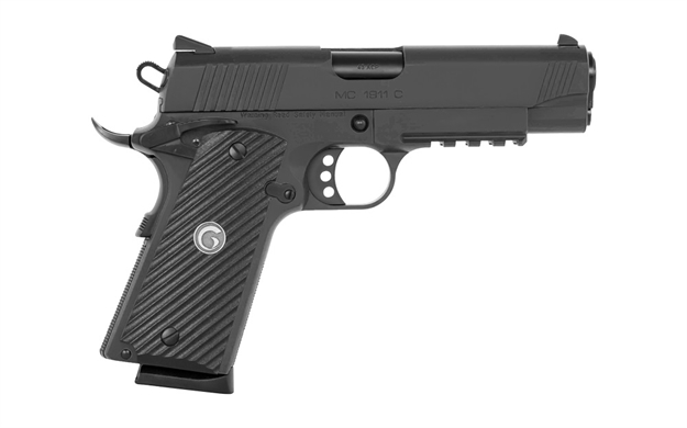 Picture of  Eaa Girsan 390070 Mc1911 Commander Carry 45 Acp 8+1 4.40" Black Steel Barrel, Blued Serrated Slide, Black Steel Frame W/Accessory Rail & Beavertail, Checkered Laminate Grips Ambidextrous