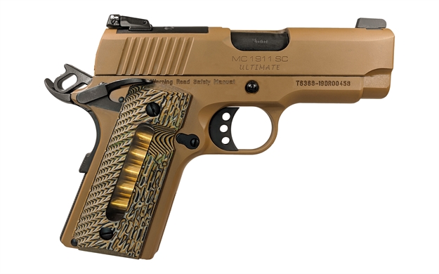 Picture of  Eaa Girsan 390034 Mc1911 SC Ultimate Compact Frame 45 Acp 6+1, 3.40" Black Steel Barrel, Desert Earth Optic Ready/Serrated Steel Slide & Frame W/Beavertail, Desert Earth G10 Grip, Ambidextrous