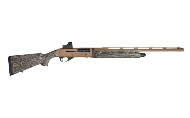 Picture of  Girsan 390155 Mc312 Gobbler 12 Gauge With 24" Barrel, 3.5" Chamber, 5+1 Capacity, Bronze Cerakote Metal Finish & Camo Synthetic Stock Right Hand (Full Size) Includes Red Dot 741566903793