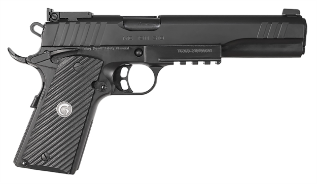 Picture of  Eaa Girsan 390600 Mc1911s Hunter Full Size 10Mm Auto 8+1 6" Black Steel Barrel, Blued Serrated Slide, Matte Black Steel Frame W/Accessory Rail & Beavertail, Black Checkered Polymer Grips Ambidextrous 741566904196