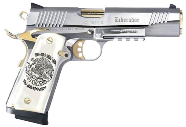 Picture of Eaa Mc1911s Liberadore 38 Super Chrome/Gold Engr. 8Rd 391055 741566907166