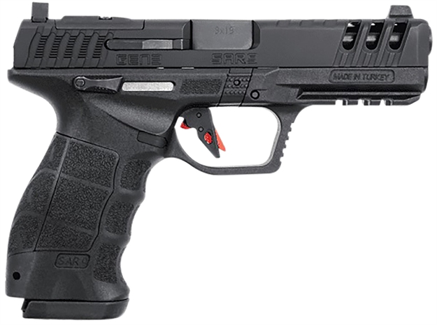 Picture of Eaa Usa Eaa9g3bl Eaa9 Gen3 Full Size Frame 9Mm Luger 17+1 4.40" Black Steel Barrel, Black Cerakote Serrated Steel Slide, Black Cerakote Polymer Frame W/Picatinny Rail, Black Polymer Grip SAR9G3BL