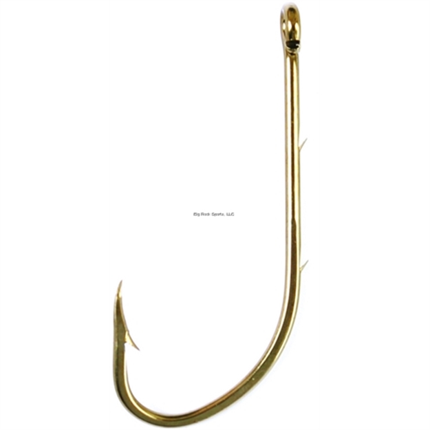 Picture of Eagle Claw Baitholder Hook, Size 3/0, Curved/Forged, 2 Sliced Shank, Offset, Ringed Eye, Bronze, 8 Per Pack