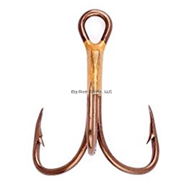 Picture of Eagle Claw 2X Treble Reg Shank Curved Point Size 4, Bronze, 5Pk