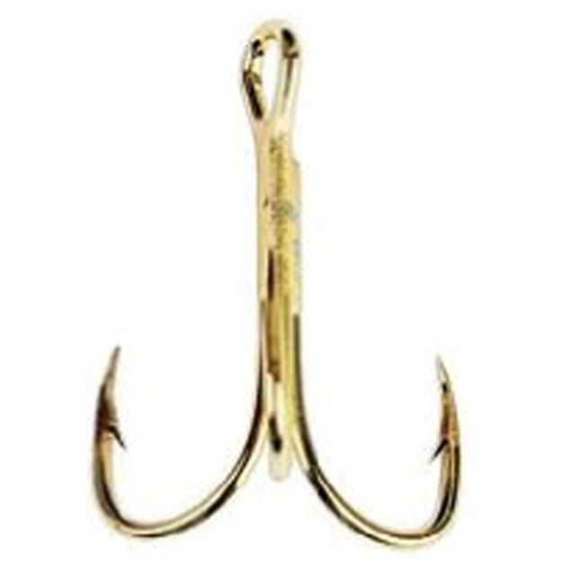 Picture of Eagle Claw Treble Hook, Size 10, 1/4 Oz, Curved/Forged, 2X Strong Heavy Wire, Gold, 5 Per Pack