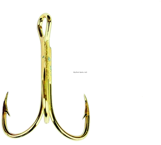 Picture of Eagle Claw Treble Hook, Size 16, 1/4 Oz, Curved/Forged, 2X Strong Heavy Wire, Gold, 5 Per Pack